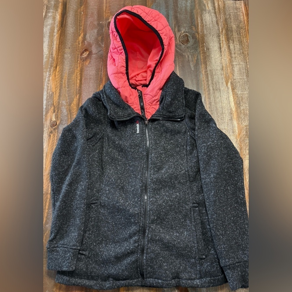 Reebok Women’s Size Large Fleece Lined Hooded Zip Up Jacket EUC